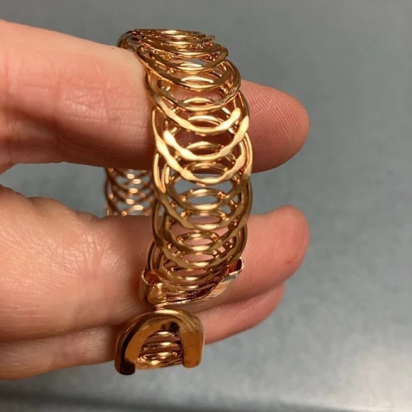 RARE Vintage Estate 18K Gold Multi Color Gemstone Flower Bangle Cuff Bracelet - Picture 6 of 12